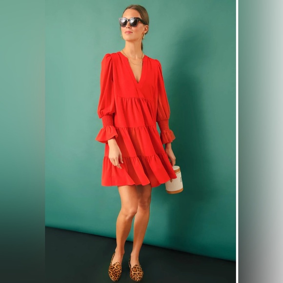 Red Crepe Kenzo Dress, POMANDER PLACE, Size XS, EXCELLENT CONDITION No Flaws - Picture 5 of 17